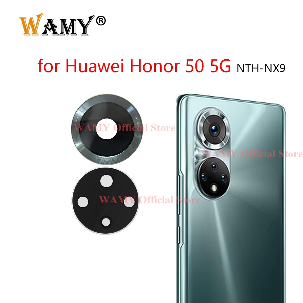Reemplazo de lente de cristal de cámara trasera WAMY para Huawei Honor 50 5G NTH-NX9 con pegatina