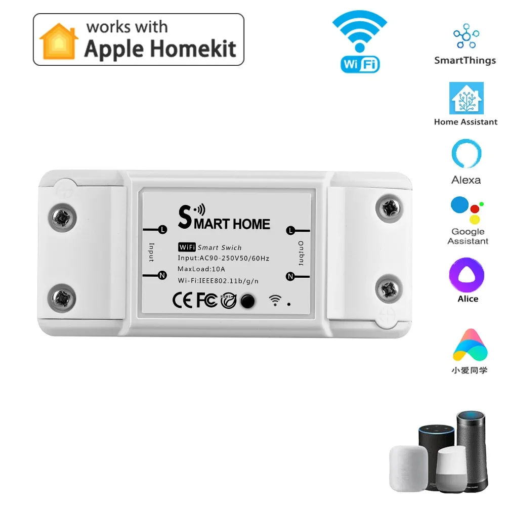 HomeKit Smart WiFi Switch 10A Mini Intelligent Breaker Wireless Remote Control Voice Control With Alexa Google Assitant Alice