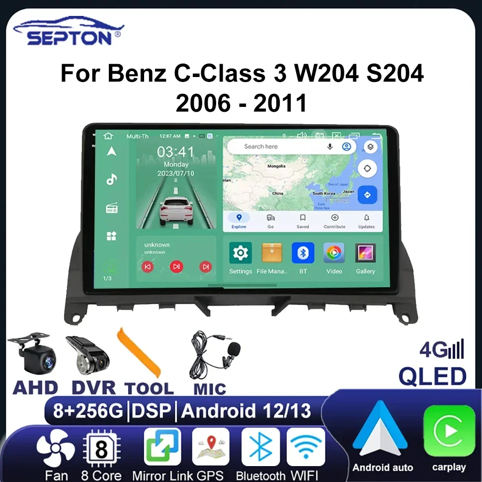 

SEPTON Android Car Radio for Benz C-Class 3 W204 S204 2006 - 2011 Navigation GPS Stereo Wifi Carplay Autoradio Multimedia Player