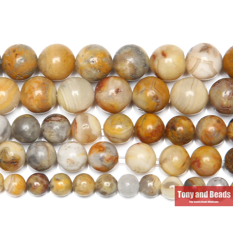 Natural Stone Crazy Agate Round Gem Beads 15