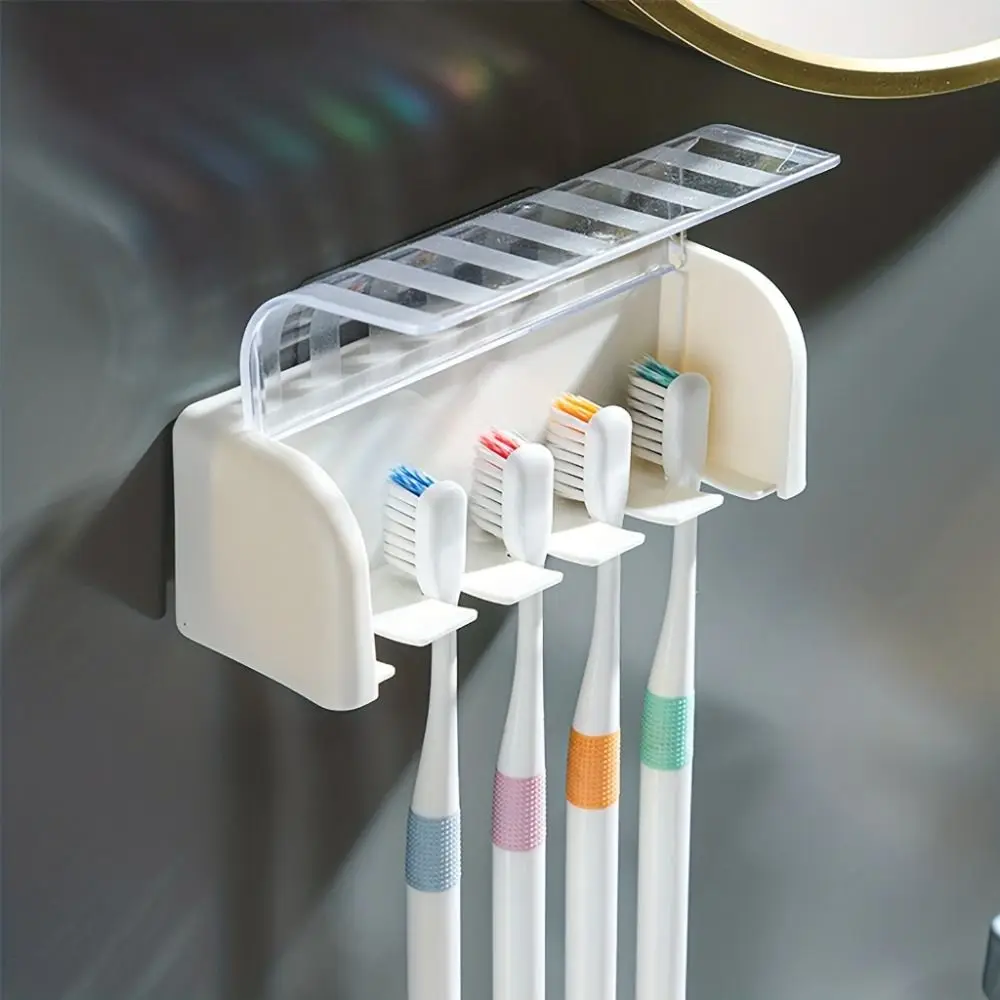 Dustproof Toothbrush Holder Punch-free Wall-mounted Toothpaste Holder Portable Waterproof Storage Rack Bathroom Accessories