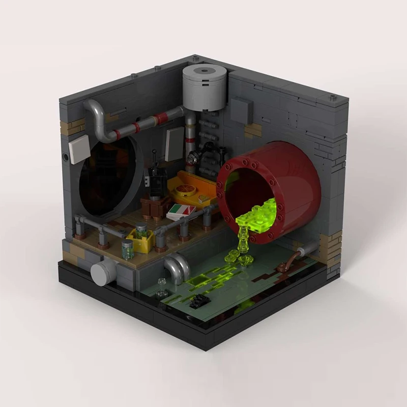 City Street View Model MOC Building Bricks Sewer Hiding Base Modular Technology Children Holiday Gifts Assemble Toys Suit