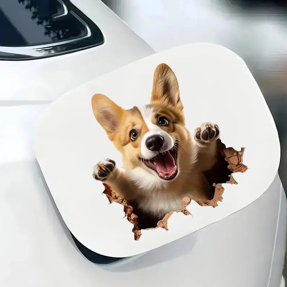 Adorable Corgi Dog Waterproof Vinyl Car Decals for Windows, Bumper, Exterior Decorative Accessories, Blocking Scratches Stickers