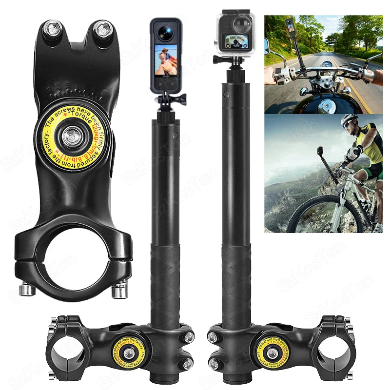 Motorcycle Bicycle Selfie Stick Monopod Mount Handlebar Bracket for Insta360 X2 X3 X4 GoPro Hero 13 12 11 10 9 8 DJI Accessories