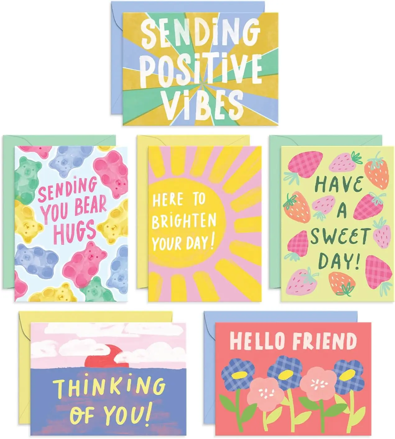 

& Orange S&O Fun Thinking of You Cards with Envelopes - Colorful Notes Pack of 24 Box - Blank Inside Encouragement Cards