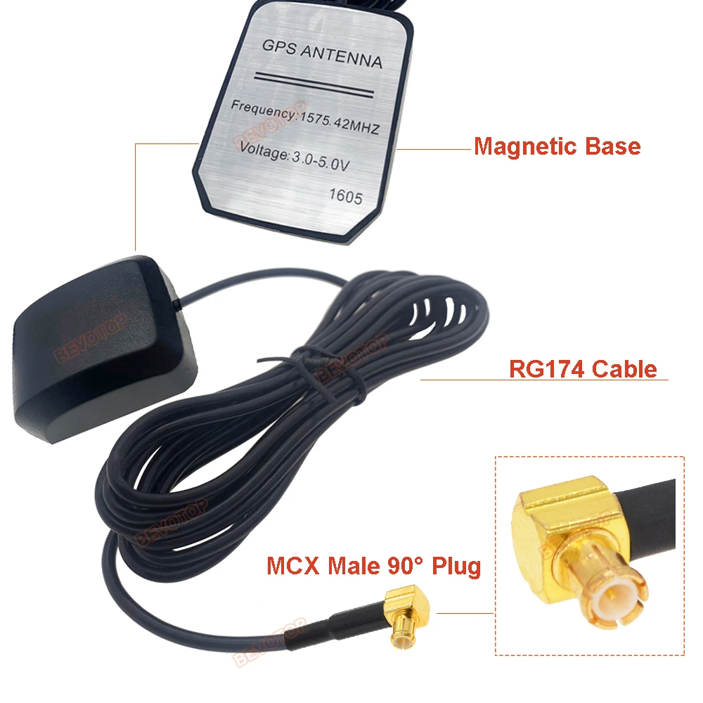 Car GPS Antenna MCX Male Connector Cable Magnetic GPS Receiver Auto Aerial Adapter for Car Navigation Night Vision Camera Player