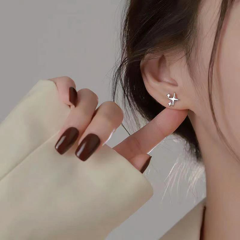 Korean Fashion Star Tiny Stud Earrings Stainless Steel For Women Birthday Gifts Piercing Trendy Earrings Pendientes Mujer