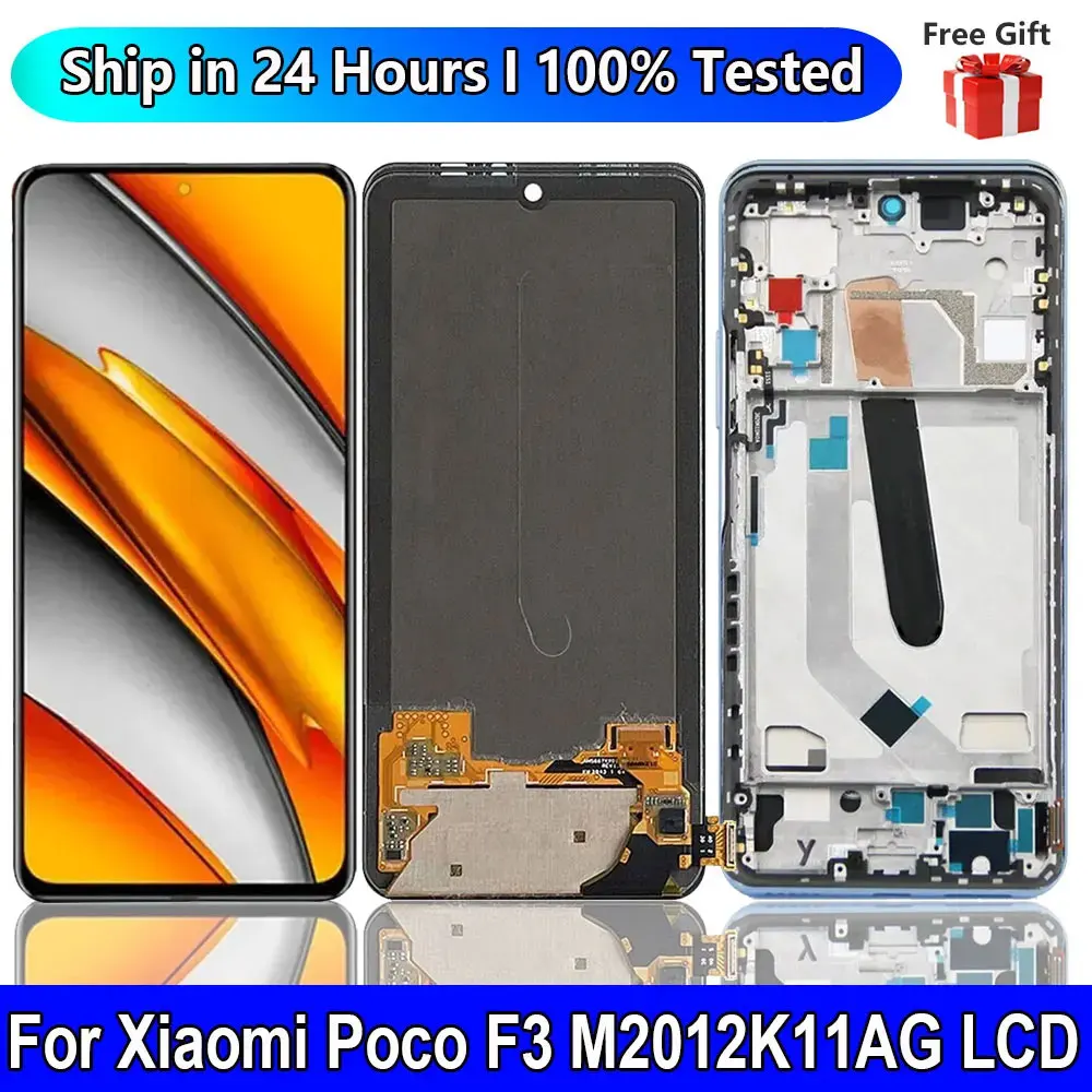 AMOLED For Xiaomi Poco F3 M2012K11AG LCD Display Touch Digiziter Assembly Sreen Replacement For Xiaomi Poco F3 LCD With Frame