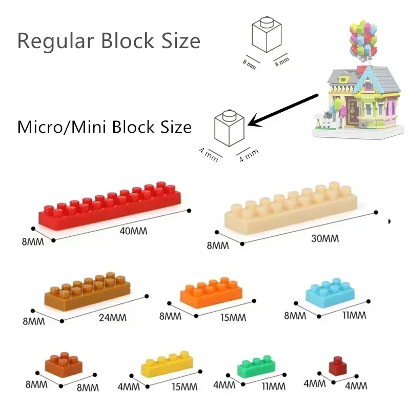 Micro-Mini-Block Balloon Fly House Friends Streetview Model Building Blocks Bricks Toys Boys Girls Games Gift