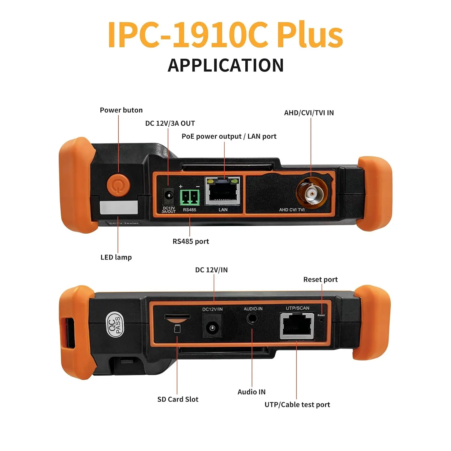 Tahlitech CCTV Tester IPC-1910C Plus with Cable Tracer 8MP AHD CVI TVI CVBS IP Camera Test 4 inch IPS Touch Screen IPC Tester