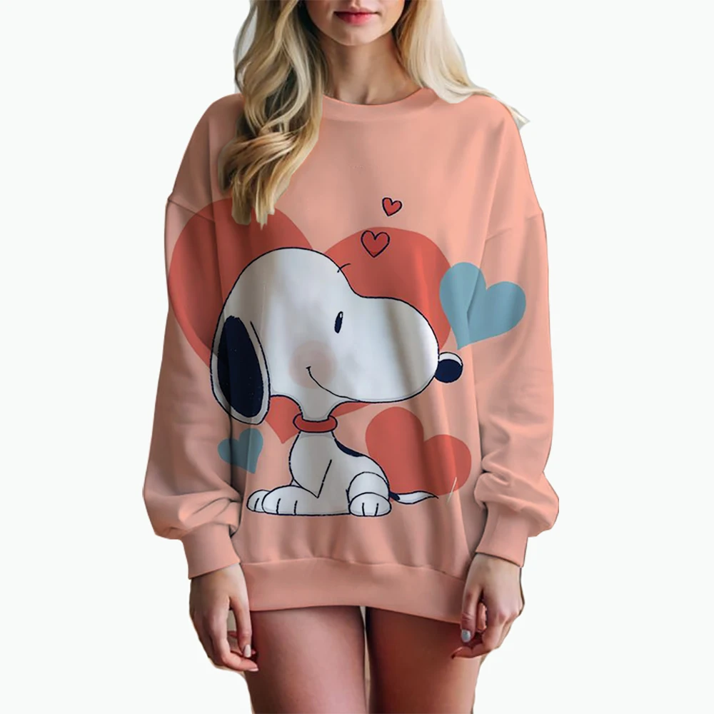 Woman\'s Hoodie New Autumn/Winter Fashion Y2K Snoopy cartoon print Sweatshirts Round Neck Coat Loose Long Sleeve Hatless Hoodie