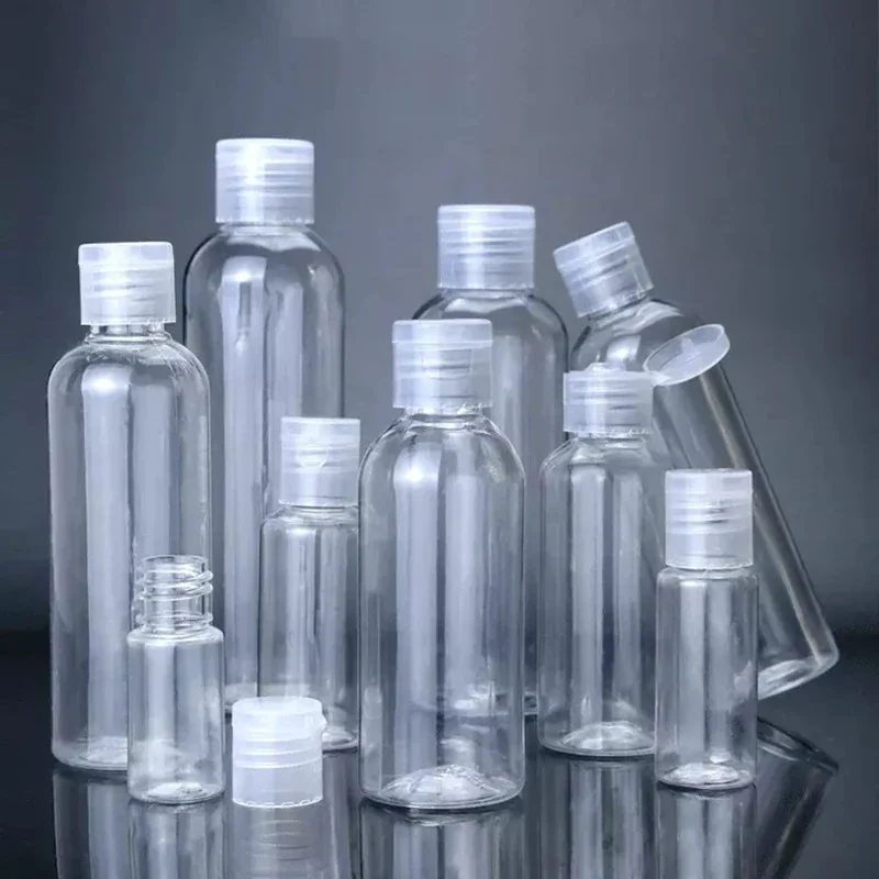 50pcs/lot 5ml-120ml Plastic Bottle Clamshell Emulsion PET Packaging Trial Transparent Empty Portable Travel Container Refillable