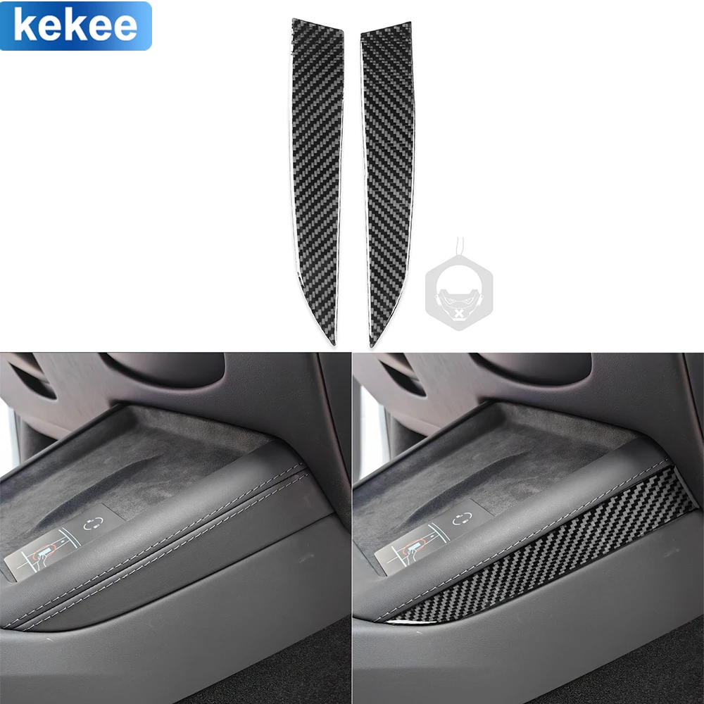 

For Tesla Model 3 2023-up Two wireless charging side Car Interior Real Carbon Fiber Stickers Trim Auto Decoration Accessories