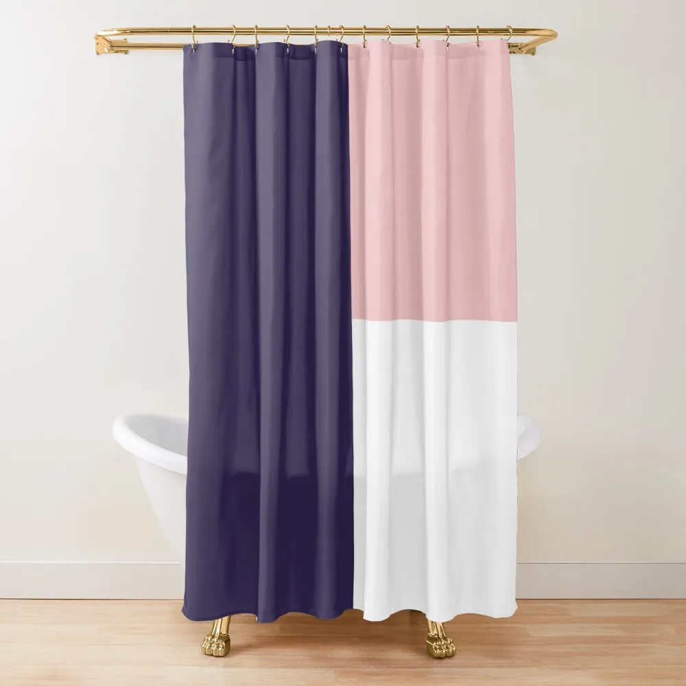 

NAVY BLUE, BABY PINK and WHITE 3 CHECKERS Shower Curtain Waterproof Shower Shower Sets For Bathroom Curtain
