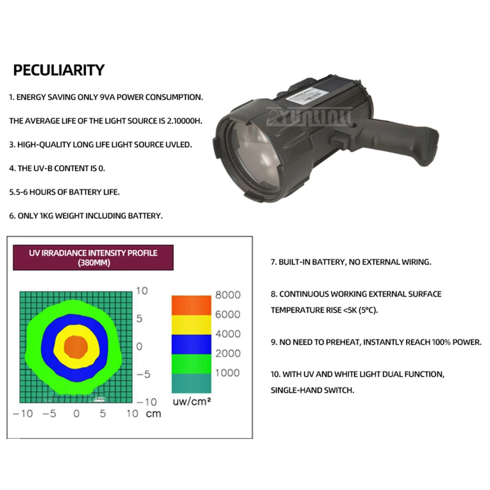 SC100 Black Light UV Inspection Lamp Handheld Magnetic Particle Testing Penetrant Inspection Fluorescent Lamp