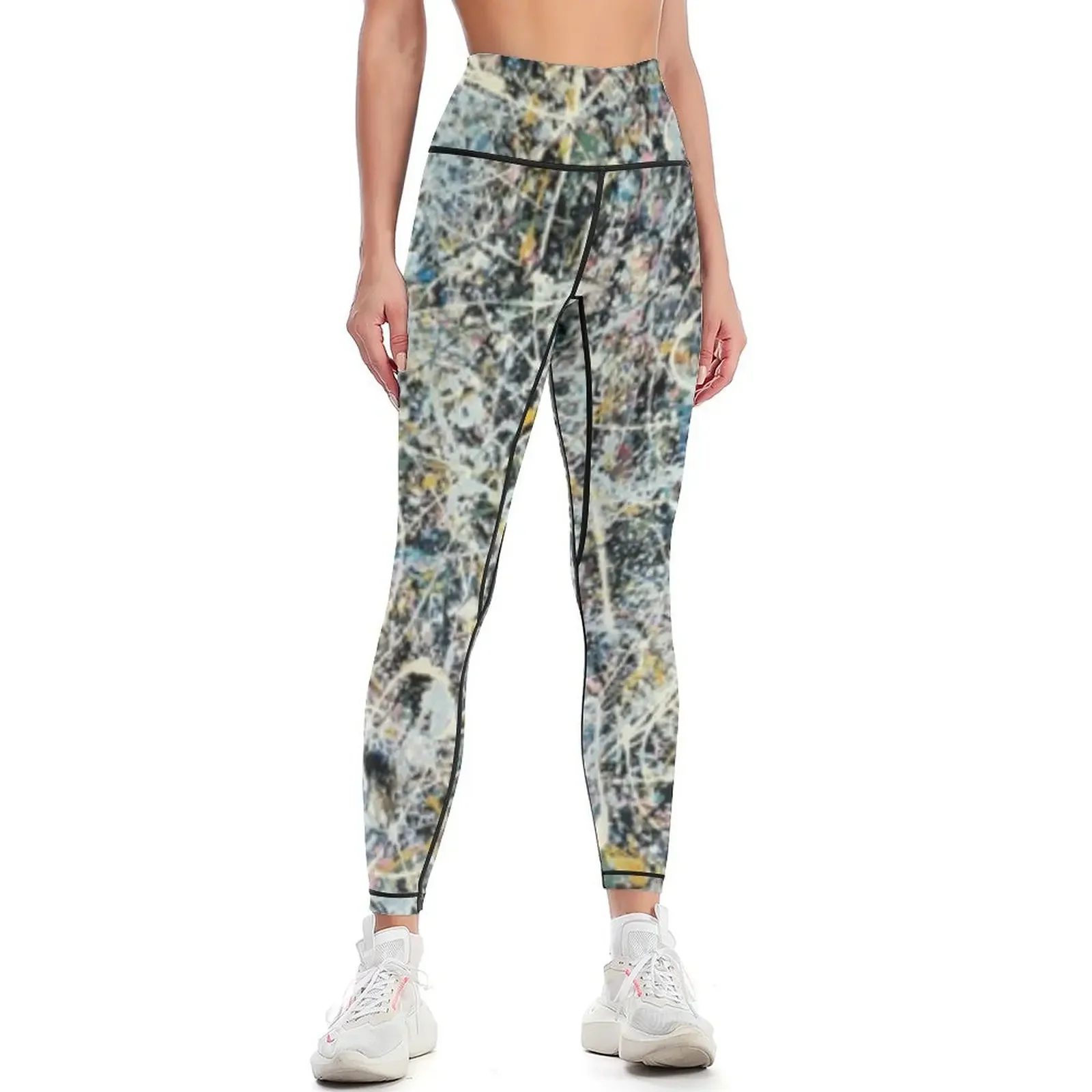 

Jackson pollock abstract colorful Leggings Women's high waist legging pants raises butt sports for Womens Leggings
