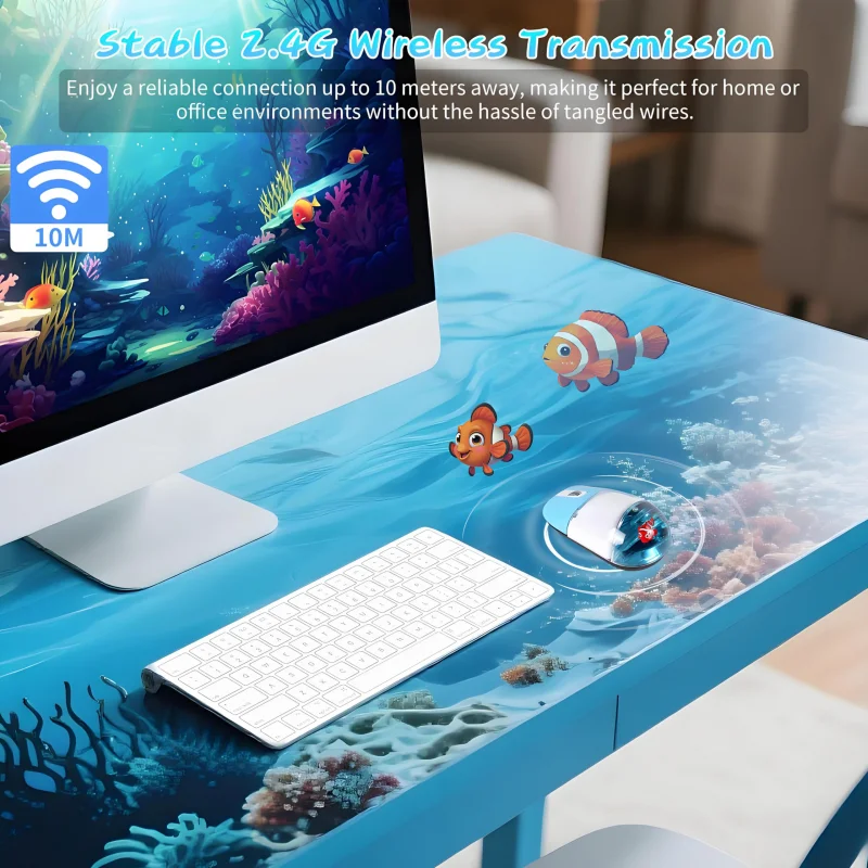 Wireless 2.4G Acquario Oceano Mouse Bottone a basso rumore riempito di olio Animale carino Mouse galleggiante Uso ufficio Mouse ottico per PC portatile
