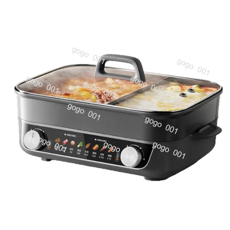 8L Electric Hot Pot Dual Zone Temperature Control 2 in 1 Home Multi Function Cooker