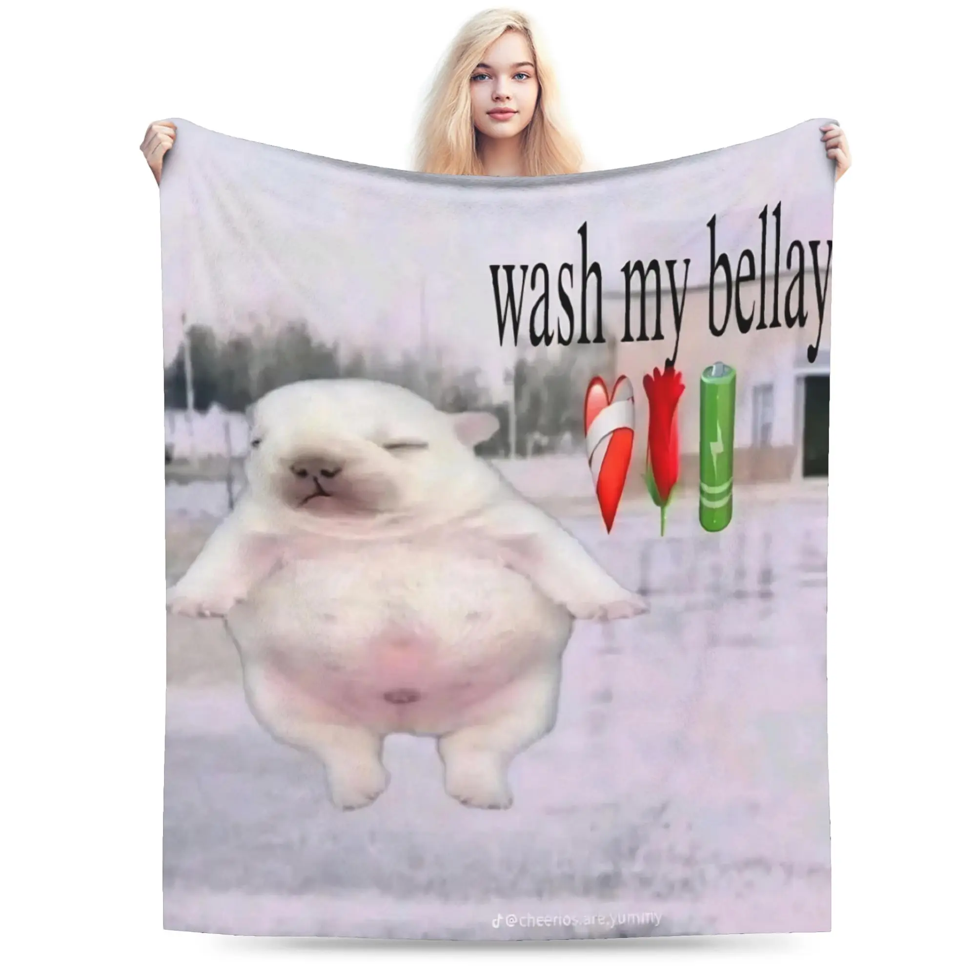Relax Pibble Meme Wash My Belly  Blanket Accessories Home Decorative  Throw Blanket Lightweight Fleece for Couch