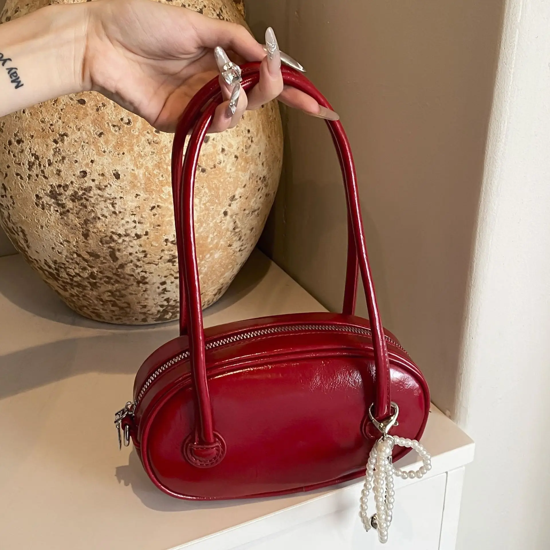 Summer Underarm Bag Korean Style Small Bag All-Match Casual Shoulder Bag for Women Girls 2024 New High Sense Red Handbag