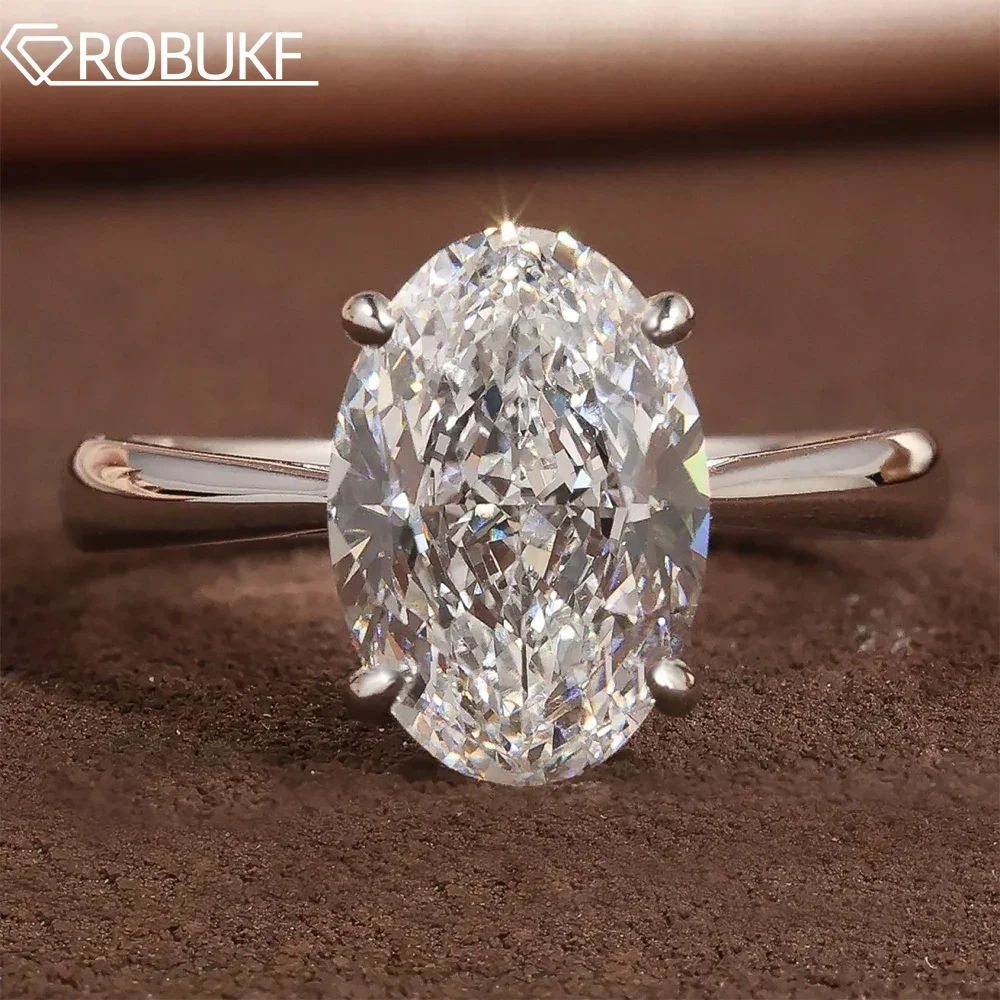 1-4CT owalne pierścionki Moissanite dla kobiet musujące diamenty 925 srebro zaręczynowy obrączka biżuteria z certyfikatem