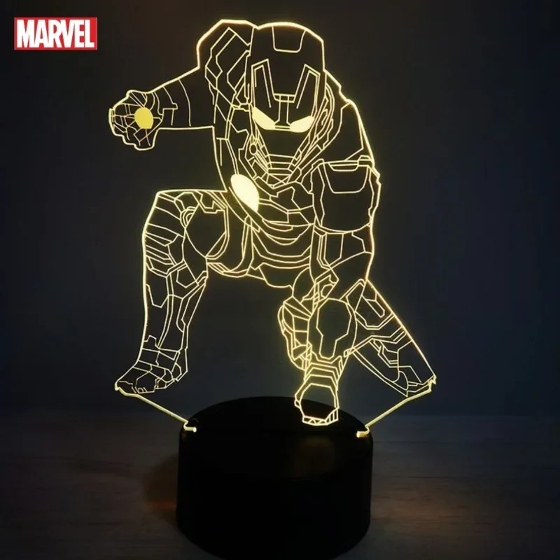 Marvel The Avengers Iron Man Peripheral Movies Creative Acrylic Three-dimensional Bedside Night Light Decorative Ornament Gift