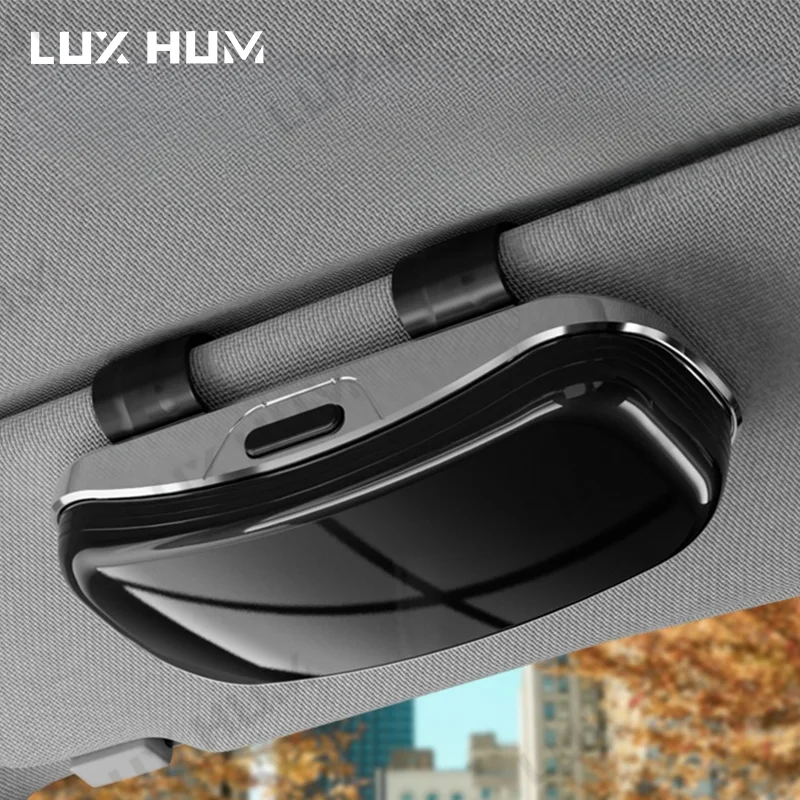 Luxury Car Glasses Case Universal Sun Visor Sunglasses Holder Box Anti Scratch Eyeglasses Protection Case One Hand Operation