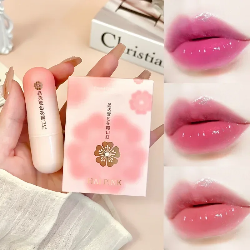 Magic Temperature Color Changing Lipstick Gold Foil Flower Lipstick Waterproof Red Jelly Lip Plumper Makeup Girl Cute Cosmetics