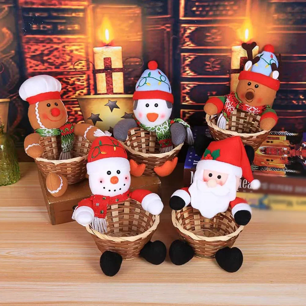 Baskets Candy Basket Christmas Atmosphere Christmas Gifts Ornament Penguin Santa Claus Snowman Basket Brand New