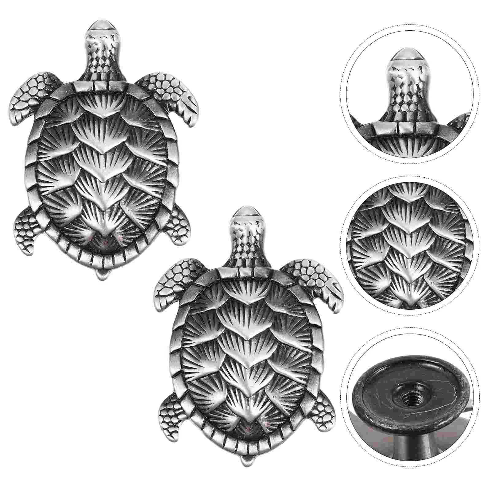 

2 Pcs Cartoon Turtle Drawer Handles Vintage Tin Zinc Alloy Cabinet Knobs Easy Install Family Use Door Pull Wardrobe Hardware