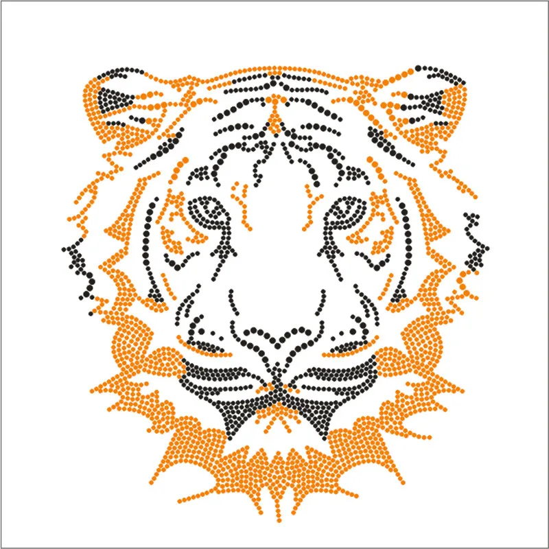 Tiger Iron On Patch Hot Fix Rhinestone Transfer Motifs Iron On Crystal Stickers Tops Patches Strass Thermal Clothes Badges