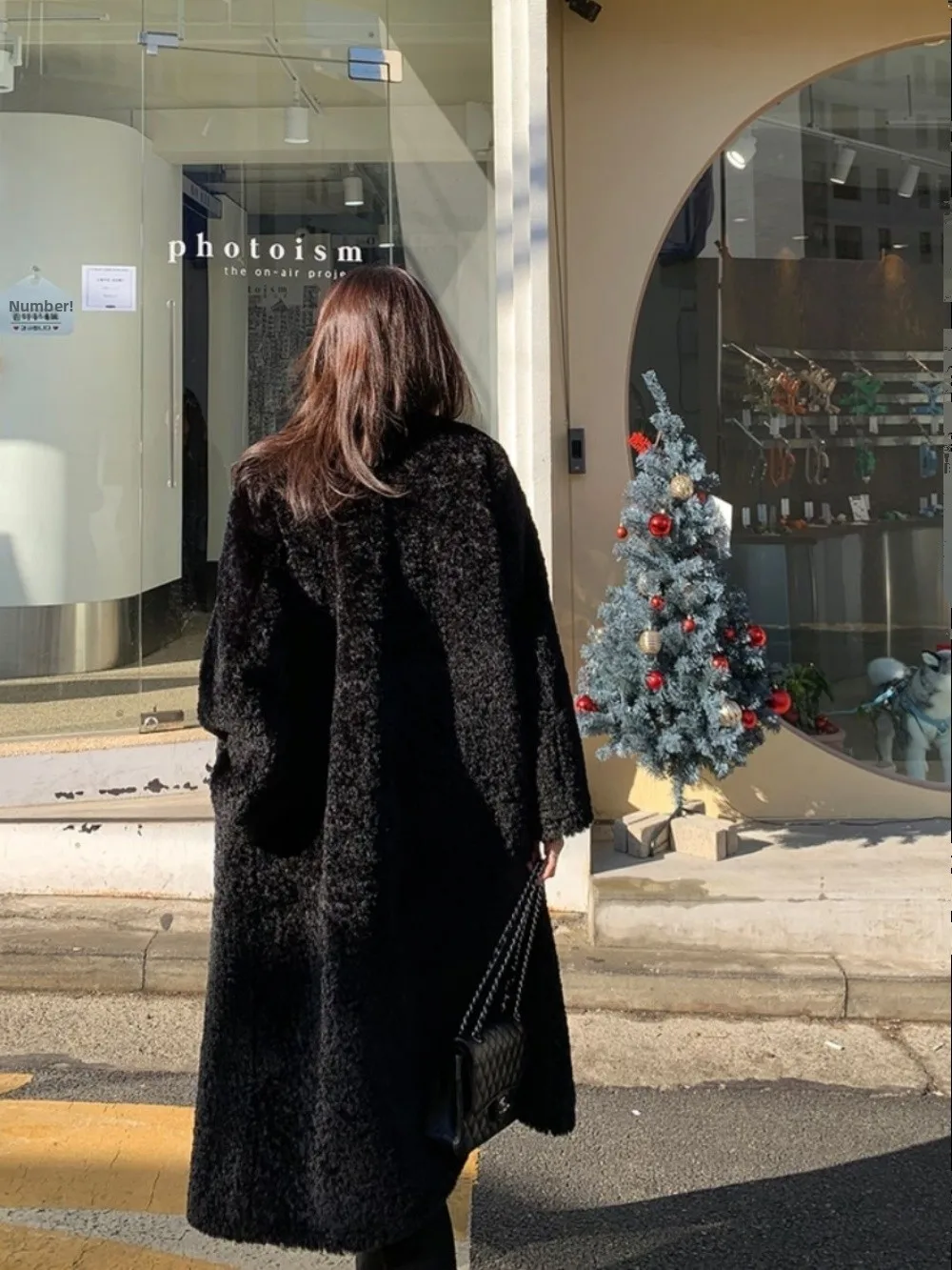 Abrigo de piel largo coreano Sle de doble cara para mujer, abrigo Intercomado de piel de cordero Artificial, cálido y cómodo