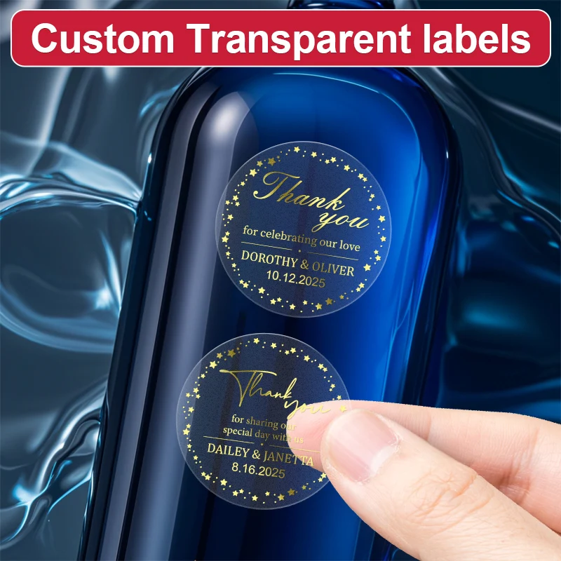 Elegant Gold Foil Waterproof Stickers - Wedding Invitation Seals, Gift Wrapping Labels, Branding Decals for Premium Packaging