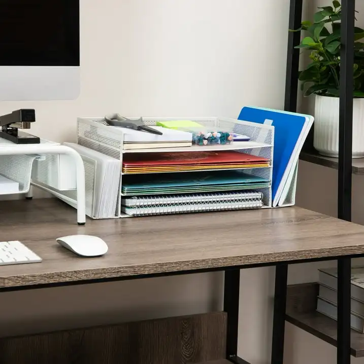 

Mind Reader Desktop Organizer, File Storage, Paper Tray, Workspace, Office, Metal, White