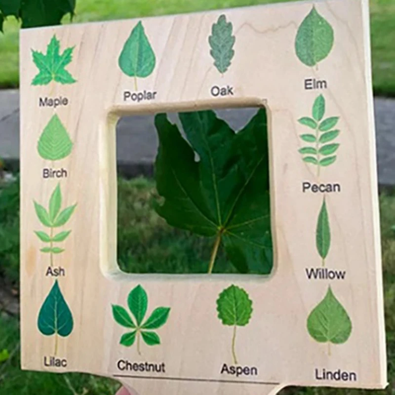 Nature Guide Finder Toddler Wooden Handheld Toy Double-Sided Board Outdoor Plant Children