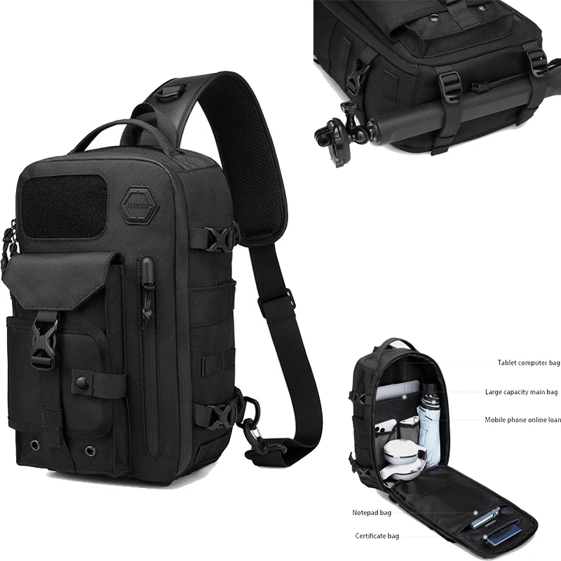 Men's Tactical Chest Bag Sports One-Shoulder Crossbody Bag Men's Outdoor Commuter Multi-Function Crossbody Bag Men's