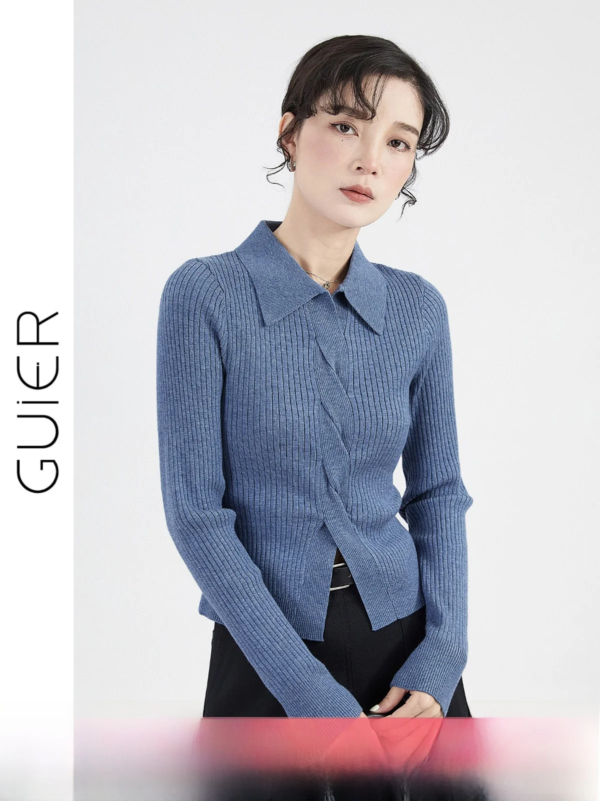 

Женский трикотажный топ Slim Fit: модный дизайн весна-осень, тонкий, с длинным рукавом, для стройных фигур