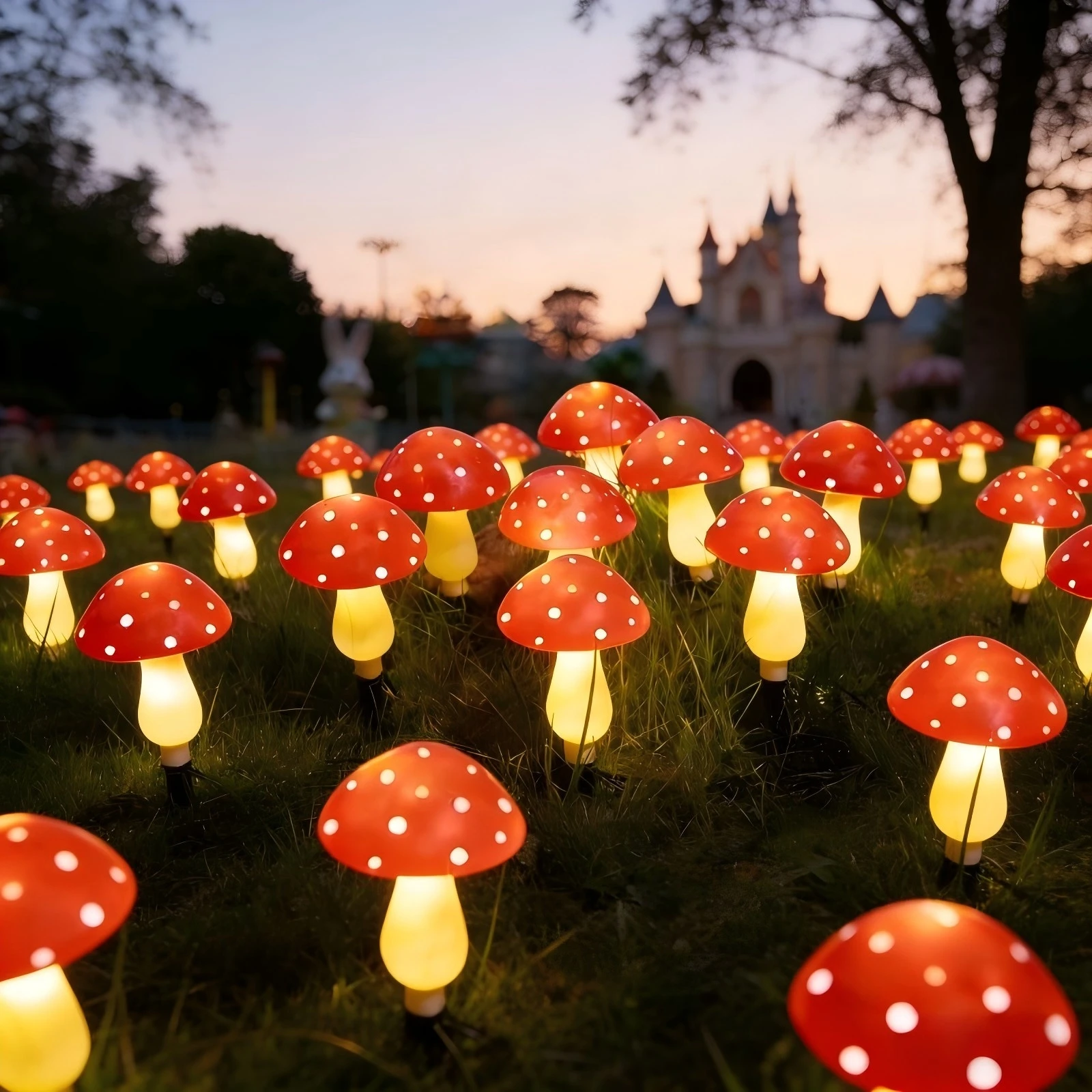 Cute Solar Mushroom Stake Lights 8/12/20 LED 8 Lighting Modes Garden Path Lawn Festival Party Decoration Gift