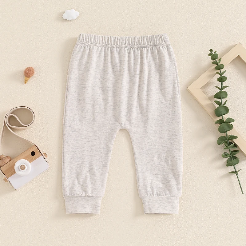 Toddler Infant Baby Boy Clothes Solid Color Pants Button Elastic Trousers Striped Casual Jogger Pants Spring Autumn Slacks