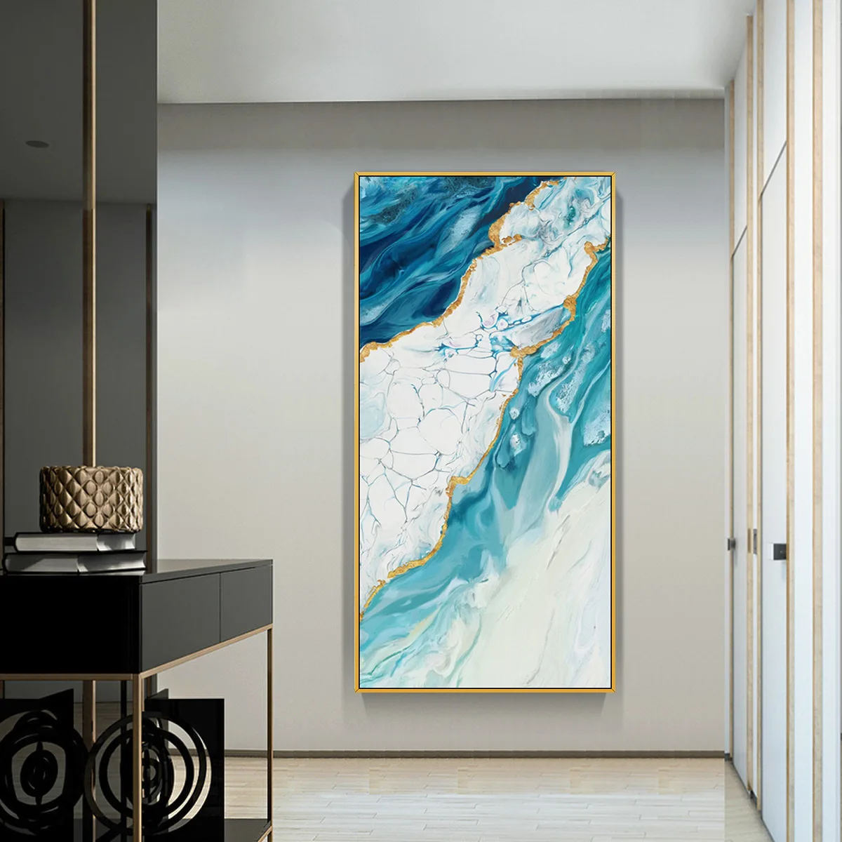 

Abstract Blue Beach Hand-painted Oil Painting Seascape Canvas Wall Art Blue Sea Beach Landscape Pictures Modern Home Decoration