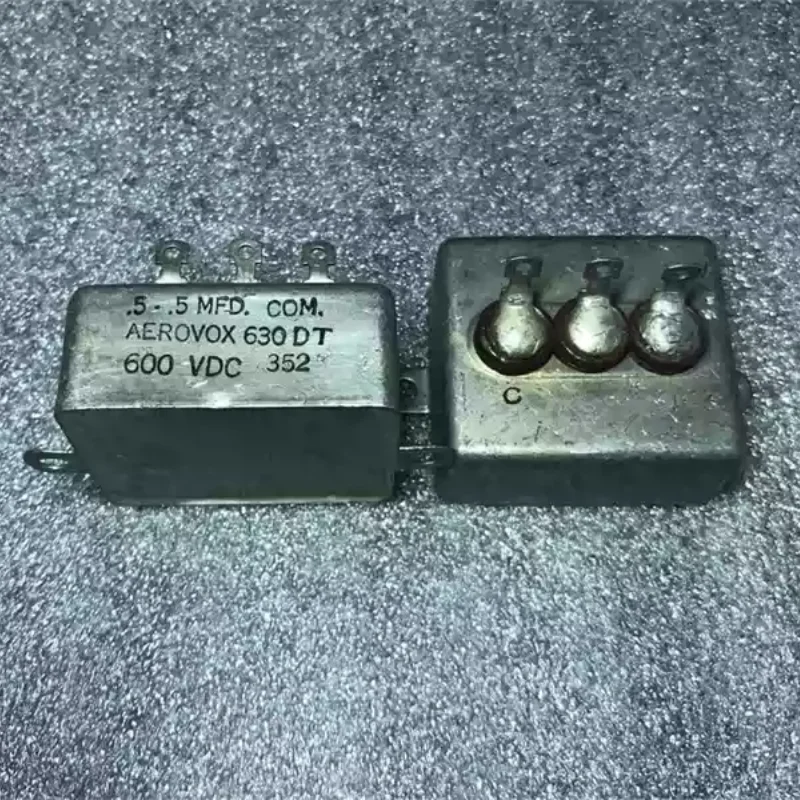 Antique American AEROVOX 0.5UF-0.5UF 600V Double Copper Shell Gall Machine Coupled Oil Immersed Capacitor
