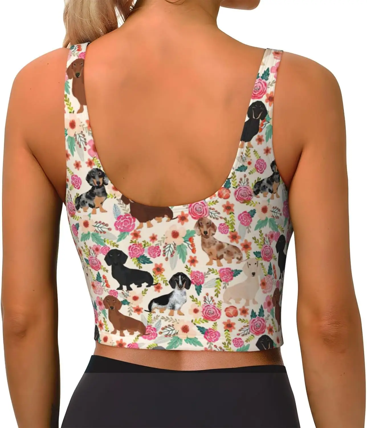 ダックスフント プリント レディース ユーティリティ ベスト スポーツ ベスト ヨガ ワークアウト ベスト 女性用 軽量 夏