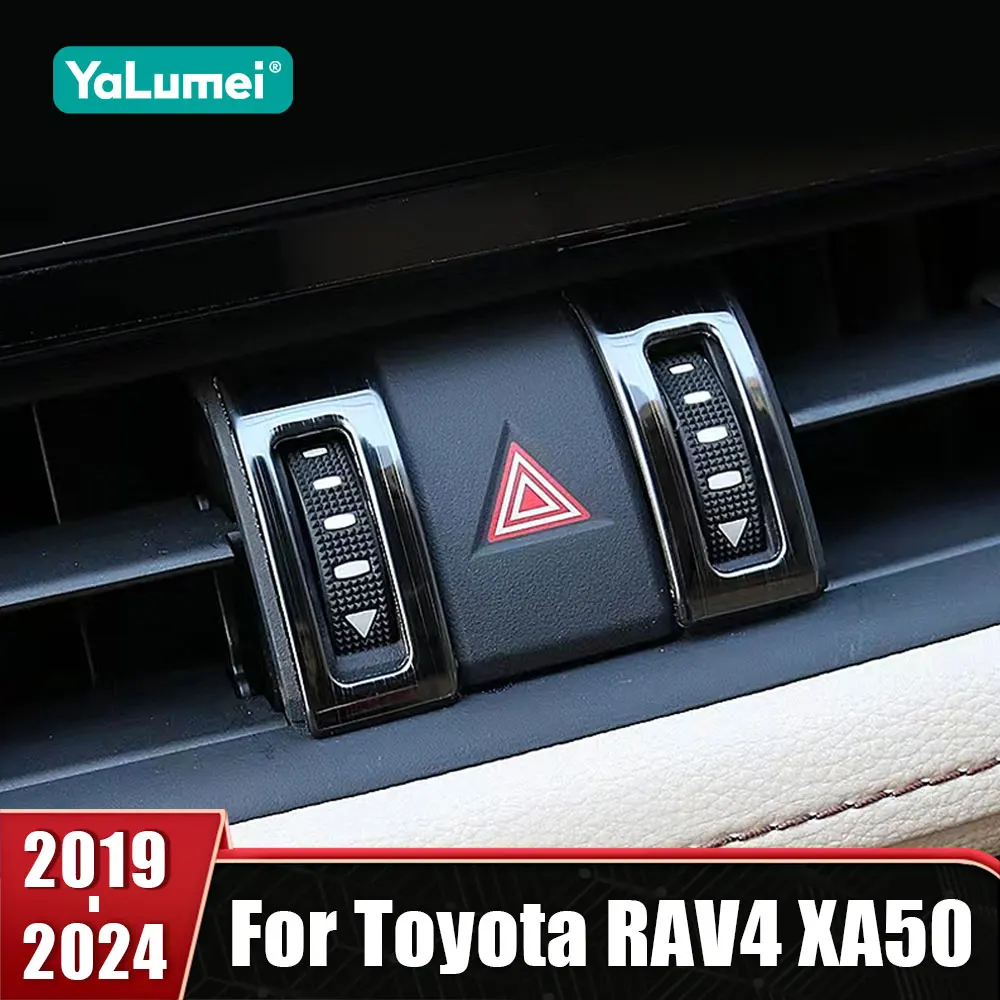 

For Toyota RAV4 XA50 2019-2022 2023 2024 Hybrid Stainless Car Central Control Air Conditioning Vent Outlet Cover Trim Stickers