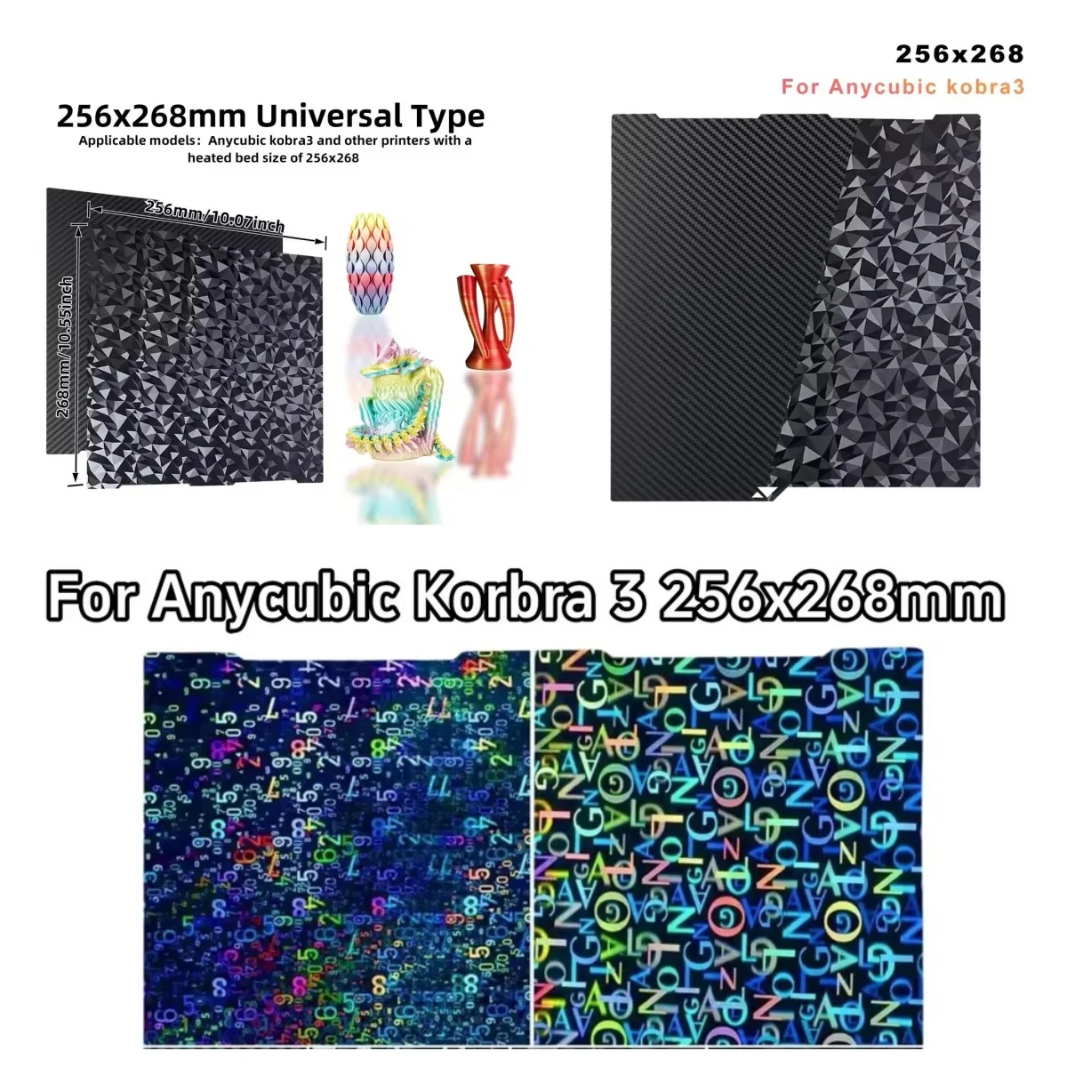 

Anycubic kobra 3 Build Plate Double Side Spring Steel 257x257mm Smooth PET PEO PEN Sheet 3d printer accessories Anycubic kobra3