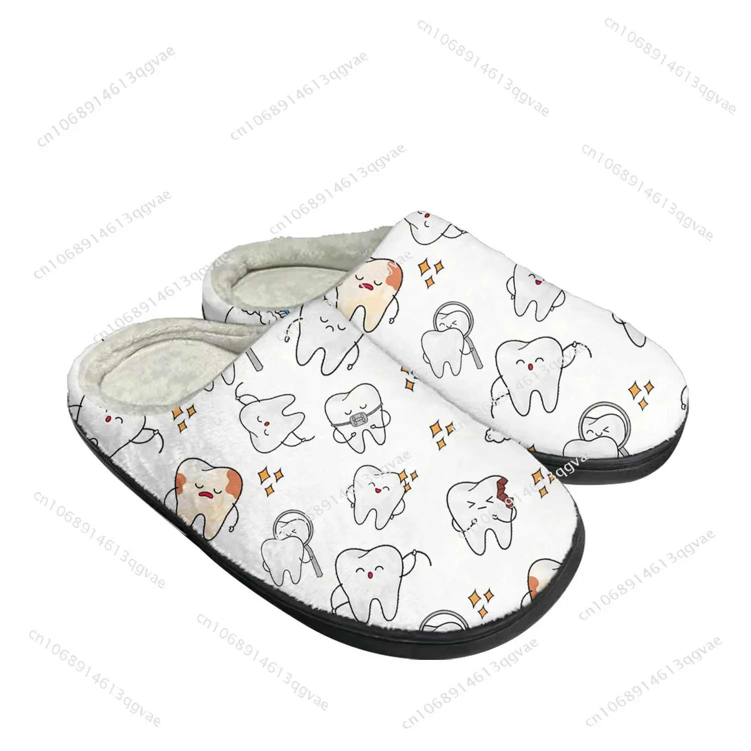 Tooth Dentist Cartoon Home Cotton Slippers High Quality Mens Womens Plush Bedroom Keep Warm Shoe Customized Thermal Slipper