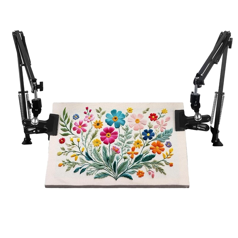 

2Pc Adjustable Embroidery Hoop Holder Rotating Hoop Holder Folding For Embroidery Hoop,Needle Art Frame And Phone Holder