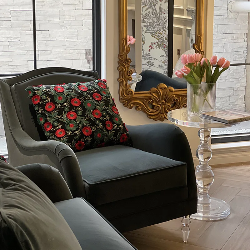 American light luxury modern solid wood, fabric sofa coffee table combination living room French simplicity