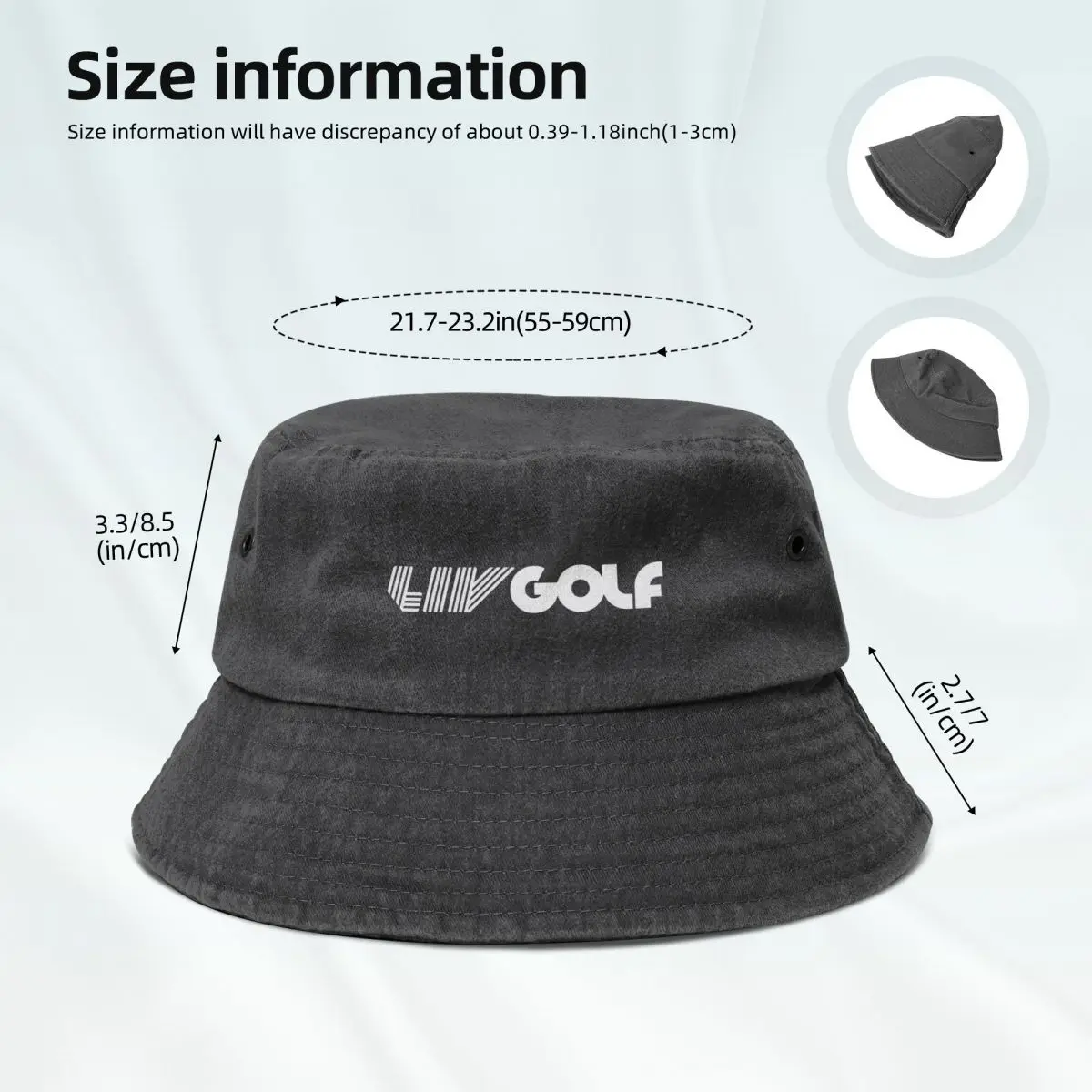 Turniej golfowy Liv Bawełniane kapelusze typu Bucket dla kobiet Mężczyźni Powołanie Denim Bob Hat Casual na wakacje Nakrycia głowy