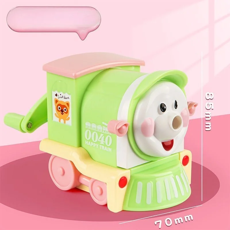Cute Cartoon Train Pencil Sharpener Portable Handheld Stationery for Kids Students School Office Use