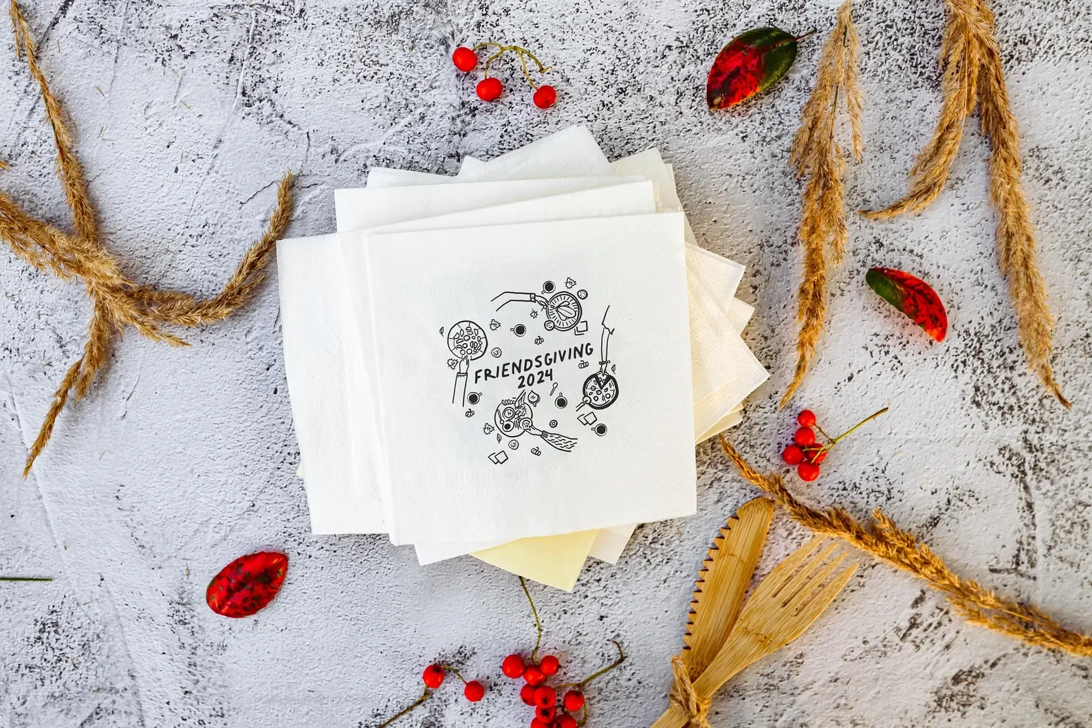 50pcs Personalized Thanksgiving Napkins / Personalized Friendsgiving / Custom napkins / Cocktail napkins / table decor / Holiday